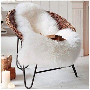 World Market Faux Sheepskin Rug 24" x 38" Ivory Soft Flat Lay Photos Room Decor